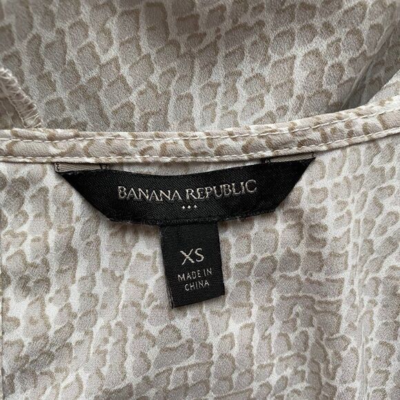 Banana Republic White Tan Short Sleeve Top SZ XS - Picture 9 of 11